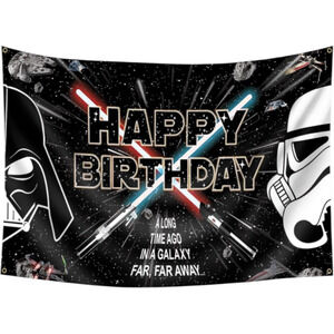 Star Wars Style Banner - Happy Birthday Party Decoration - Brand New - 5' x 3'